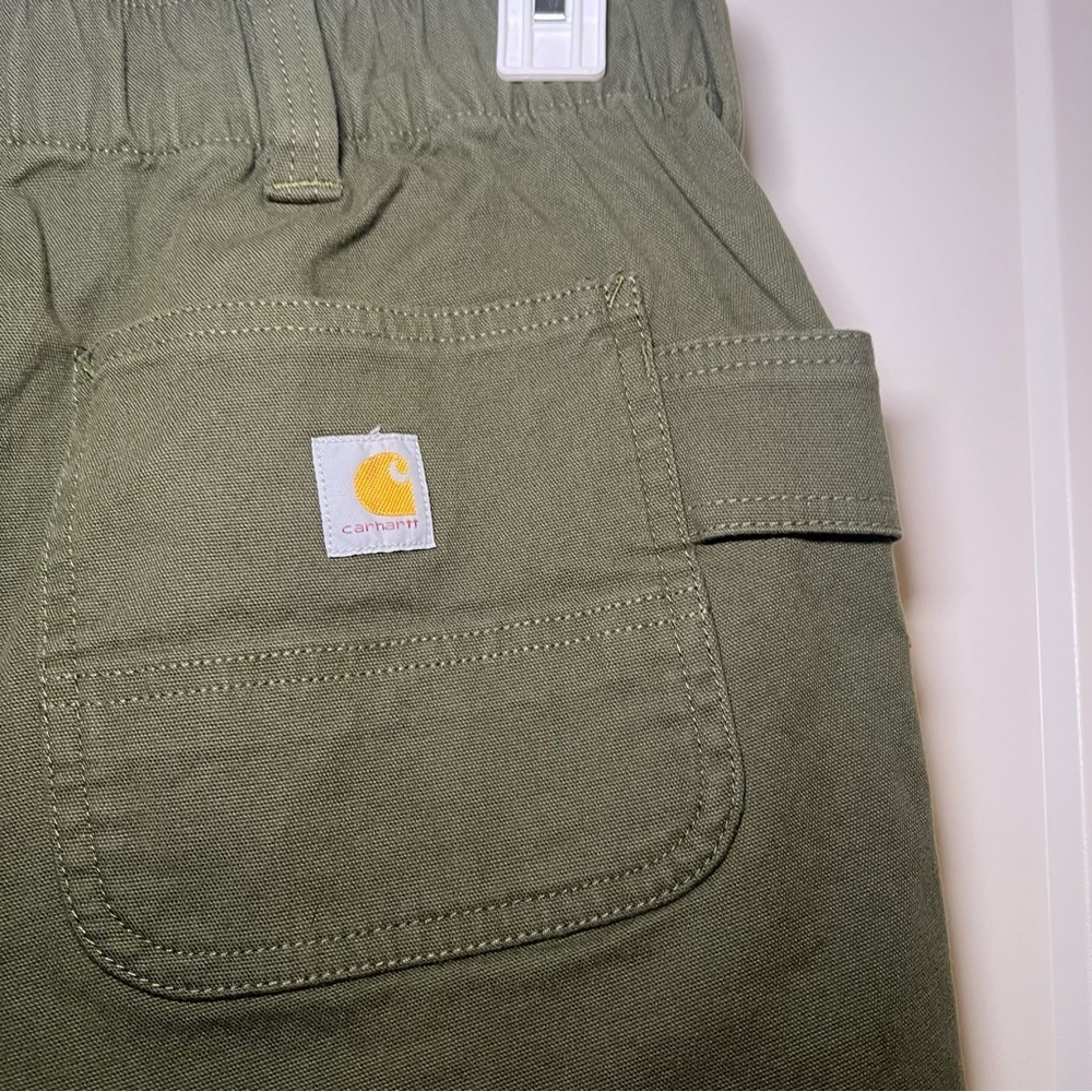 NWT Carhartt Women’s Rugged Flex Canvas Work Short Relaxed Fit Basil - Picture 2 of 15